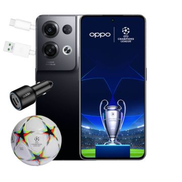Telefon mobil Oppo Reno8 Pro, 5G, Dual SIM, 258GB, 8GB RAM, Glazed Black + Minge UEFA Champions League