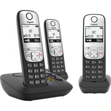 Telefon DECT fara fir Gigaset A690 A Trio, Caller ID (Negru/Argintiu)