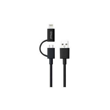 Ozaki Cablu Ozaki Combo Cable+ micro-usb și lighting, negru