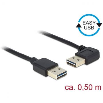 Delock Delock Cable USB AM-AM 2.0 0.5m Black Angled Left/Right USB-A Easy-USB