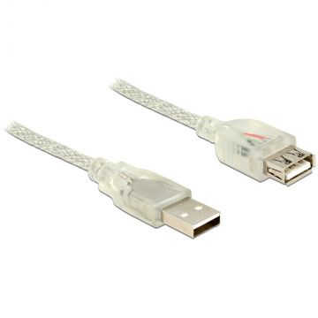 Delock Delock Extension cable USB 2.0 Type-A male > USB 2.0 Type-A female 1.5m transparent