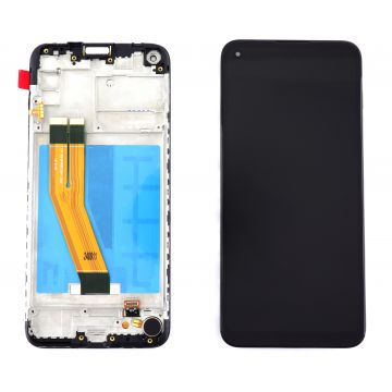 Display Samsung Galaxy A11 A115 cu Rama Black Negru VARIANTA SCURTA CU STICLA 157mm