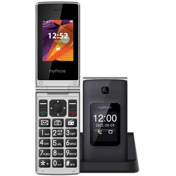 Myphone Telefon Mobil myPhone Tango, Dual SIM, 64 MB RAM, 32 MB, 4G, Stand, Negru-Argintiu
