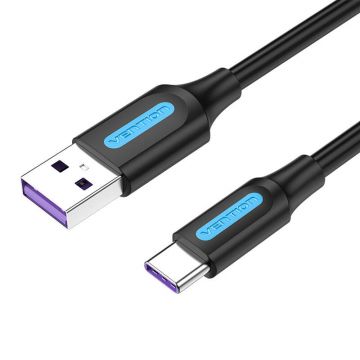 Cablu de vention USB 2.0 A la USB-c Corbf 5a 1m PVC negru