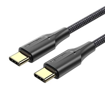 Cablu USB-c 2.0 la USB-c Vention Taubh 2m, 3a, Led negru