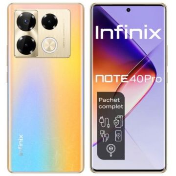 Infinix Telefon Mobil Infinix Note 40 Pro 4G, Procesor Mediatek Helio G99 Ultimate, AMOLED 6.78, 12GB RAM, 256GB Flash, Camera Tripla 108 + 2 + 2 MP, Wi-Fi, 4G, Dual Sim, Android, Auriu