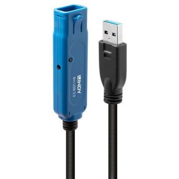 Lindy Cablu Lindy 43158, USB 3.0 male - USB 3.0 female, 40m, Black