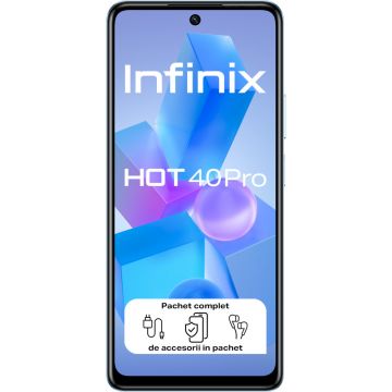 Telefon mobil Infinix Hot 40 Pro 4G, 256GB, 8GB RAM, Dual SIM, Palm Blue