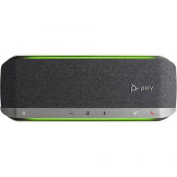 Difuzor pentru conferinte Poly Sync 40+, Microfon, Pana la 30 ore convorbire, USB Dongle, Bluetooth 5.1 (Negru/Argintiu)