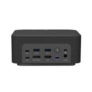 Docking station cu boxa pentru videoconferinte Logitech Logi Dock, 4K UHD, 8 Porturi (Negru)