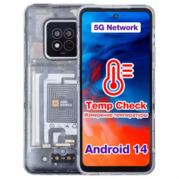 Telefon mobil AGM X6 Phantom, Transparent, 5G, 6.78 FHD+, Masurare temperatura, 8GB RAM, 128GB ROM, Android 14, 50MP, Unisoc T750, NFC, 5000mAh, Dual SIM