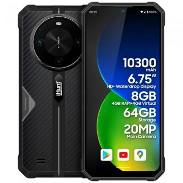 Telefon mobil iHunt Titan P10000 Pro, Black, 4G, 6.745 HD+, 8GB RAM (4GB+4GB extensibil), 64GB ROM, Android 14, MediaTek MT8768, 10300mAh, IP68, DualSim