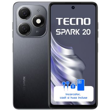 Telefon mobil Tecno Spark 20, Dual SIM, 8GB RAM, 256GB, Negru