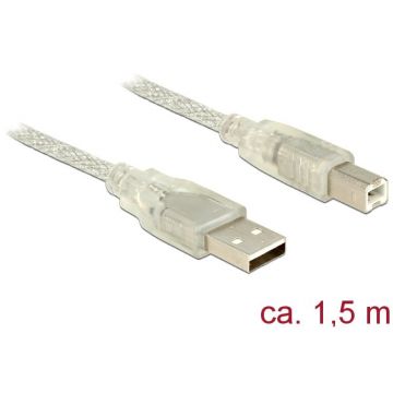 Delock Delock Cable USB 2.0 Type-A male > USB 2.0 Type-B male 1.5m transparent