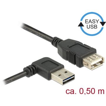 Delock Delock Cable USB AM-AF 2.0 0.5m Black Angled Left/Right USB-A Easy-USB