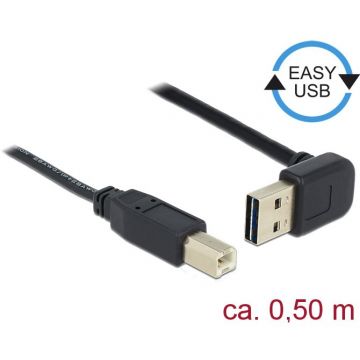 Delock Delock Cable USB AM-BM 2.0 0.5m Black Angled Up/Down USB-A Easy-USB