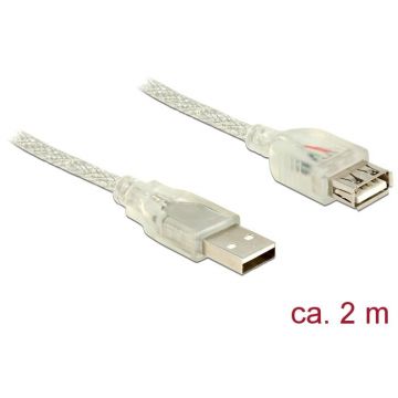 Delock Delock Extension cable USB 2.0 Type-A male > USB 2.0 Type-A female 2m transpar