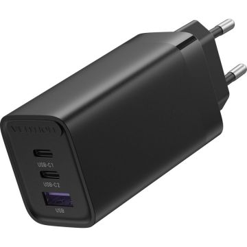 Incarcator Retea 65W 2 x USB Type-C 1 x USB 5V/3A PD 3.0 QC 4.0 Negru