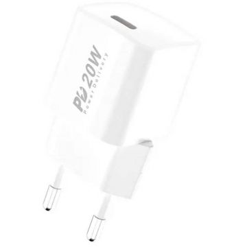 Incarcator Retea EU38 USB-C PD 20W Alb