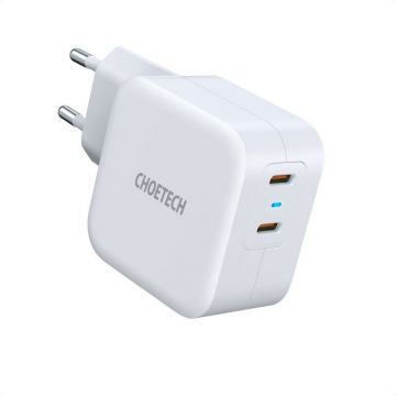 Incarcator Retea PD6009 Wall Charger 2x USB-C 20W Alb