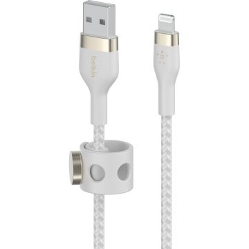 Belkin Belkin BOOST CHARGE PRO Flex USB-A to LTG, Braided Silicone Cable - 1M - White