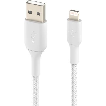 Belkin Belkin BOOST CHARGE USB-A to Lightning Cable, Braided - 0,15M - White