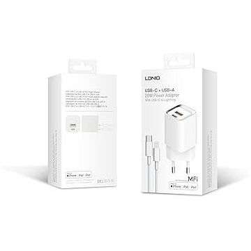 Incarcator A2318M  Cablu USB-C+USB  USB-C-Lightning 20W Alb