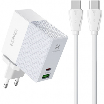 Incarcator A2620C USB USB-C 65W +  Cablu USB-C Alb