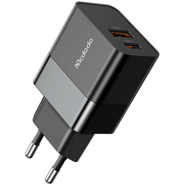 Incarcator CH-1951 PD+QC 20W USB-A  USB-C Negru