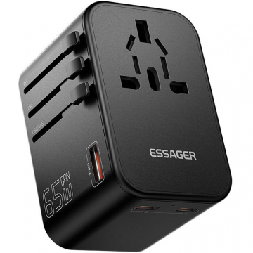 Incarcator ECT65-LT01-Z 65W 2x USB-C  1x USB-A  1x AC Negru