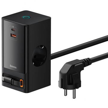 Incarcator Power Combo, USB/USB-C, 2 prize, 65W, Lungime cablu 1.5m, Negru