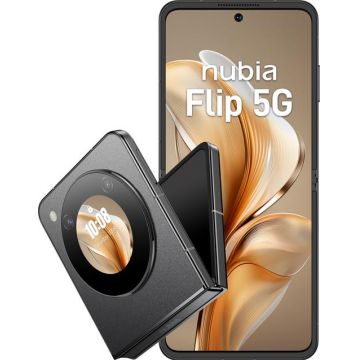 Telefon Mobil ZTE Nubia Flip, Procesor Qualcomm SM7450-AB Snapdragon 7 Gen 1 Octa-Core, OLED Touchscreen 6.9inch, 8GB RAM, 256GB Flash, Camera Duala 50+2MP, Wi-Fi, 5G, Dual Sim, Android (Negru)