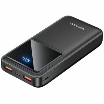 Baterie Externa 20000mAh/74Wh 22.5W 2 x USB 1 x USB Type-C 1 x Micro USB Digital Display Negru