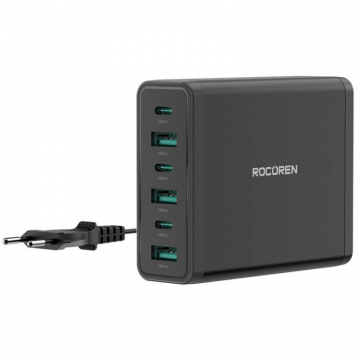 Incarcator 3x USB-C 3x USB-A 60W Negru