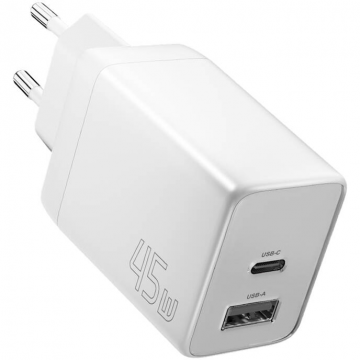 Incarcator ECT45W-LJB02-Z GaN 45W  USB A USB C Alb