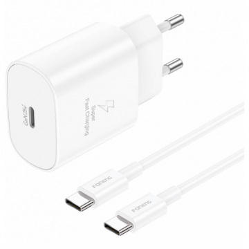 Incarcator EU51 USB-C 25W + Cablu USB-C - USB-C Alb