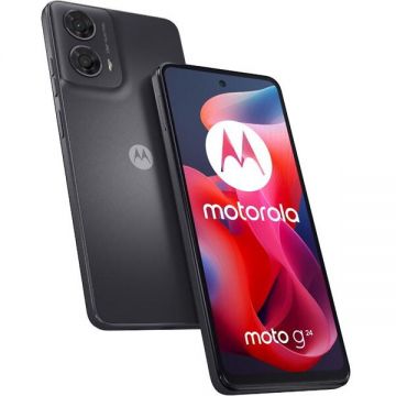 Motorola Telefon Mobil Motorola Moto G24, Procesor Octa-Core MediaTek Helio G85, LCD IPS 6.56, 4GB RAM, 128GB Flash, Camera Duala 50+2MP, Wi-Fi, 4G, Dual Sim, Android, Negru