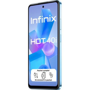 Smartphone INFINIX HOT 40i, 256GB, 8GB RAM, Dual SIM, 4G, Tri-Camera, Palm Blue