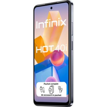 Smartphone INFINIX HOT 40i, 256GB, 8GB RAM, Dual SIM, 4G, Tri-Camera, Starlit Black