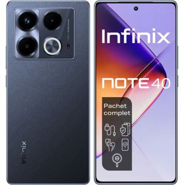 Smartphone INFINIX NOTE 40, 256GB, 8GB RAM, Dual SIM, 4G, 4-Camere, Obsidian Black