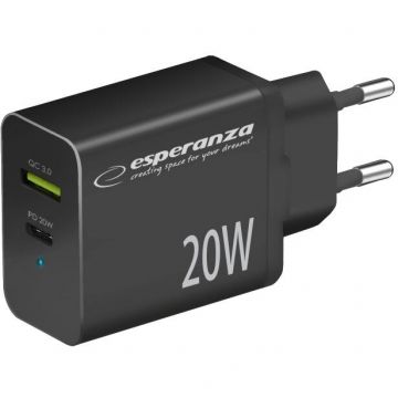 Incarcator EZC105K   20W   DC/AC Quick Charge 3.0 USB A USB C Negru