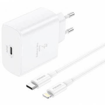 Incarcator Retea EU62 45W USB- C + Cablu USB-C  Lightning Alb