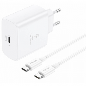 Incarcator Retea EU62 USB-C 45W + Cablu USB-C Alb