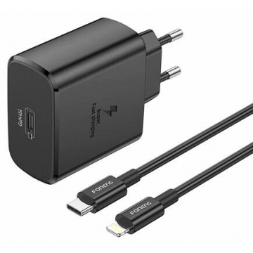 Incarcator Retea EU62 USB-C 45W + Cablu USB-C Lightning  Negru