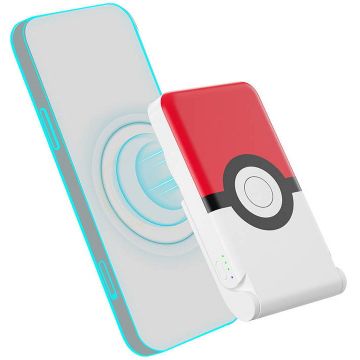 OTL Powerbank, OTL, Model Pokemon Pokeball, 5000 mAh, USB-C, 15W, Alb / Rosu