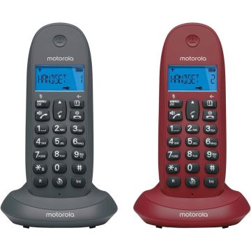 Set Duo Telefon fix fara fir Motorola DECT C1002, Grey Wine