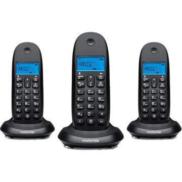 Set Trio Telefon fix fara fir Motorola DECT C1003, Negru