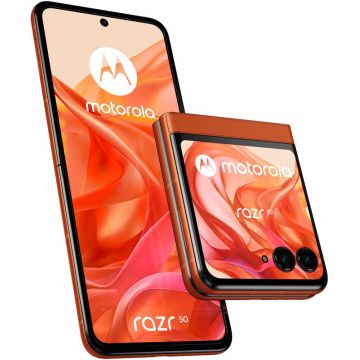 Smartphone Motorola Razr 50, 256GB, 8GB RAM, Dual SIM, 5G, Tri-Camera, Spritz Orange