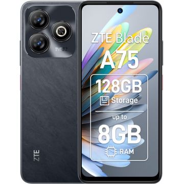 Smartphone ZTE Blade A75, 128GB, 4GB RAM, Dual SIM, 4G, Tri-Camera, Basalt Black