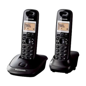 Telefon fara fir DECT Panasonic Twin KX-TG2512FXT, 2 receptoare, Caller ID, Negru